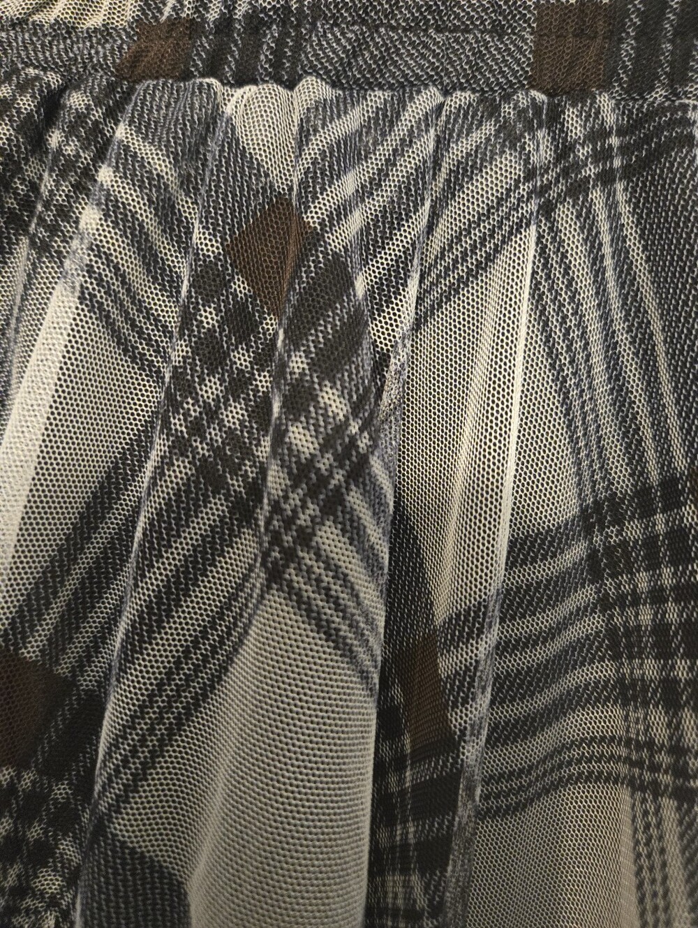 Kate Hewko Plaid High-Low Ruffle Tulle Skirt Gray Black One Size Statement - Picture 4 of 10